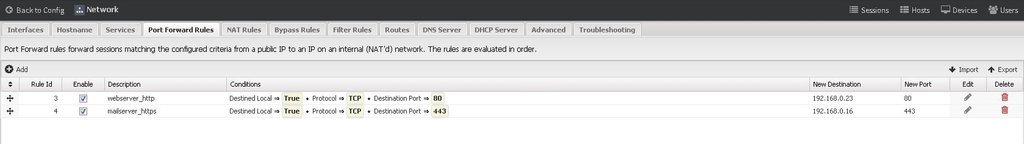 Forwarding settings
